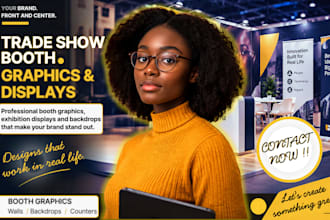design trade show booth graphics, banners and exhibition displays, backdrop