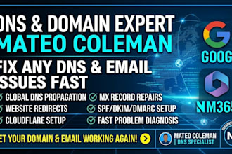 fix dns issues, update mx records, and point domain to hosting