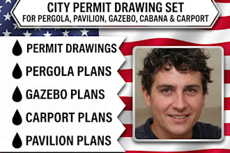 do city permit drawing set for pergola, pavilion, gazebo, cabana and carport