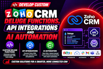 develop custom zoho CRM deluge functions, API integrations and ai automation