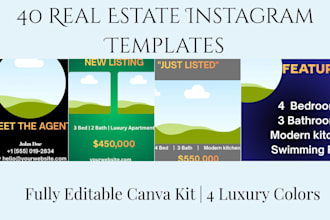 design modern real estate canva templates for instagram