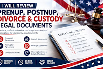 review prenup, postnup, divorce and custody legal documents
