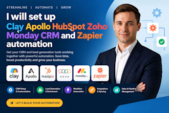 set up clay apollo hubspot zoho monday crm zapier automation