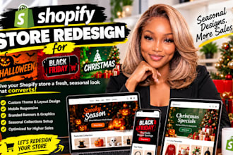 design halloween black friday christmas shopify store redesign shopify store