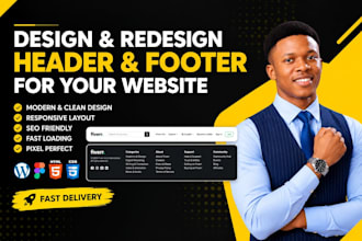 design a modern responsive website header and footer