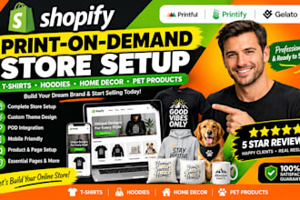 setup a professional shopify pod store with printful, printify and gelato