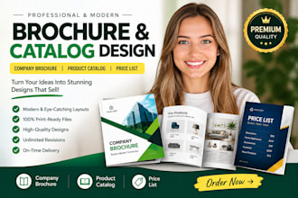 design a professional company brochure, product catalog and price list