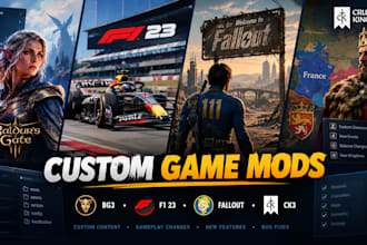 create custom bg3 mods, f1 23 mods, fallout mods and ck3 mods