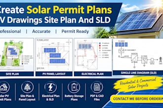 create solar pv drawings site plan panel layout and sld