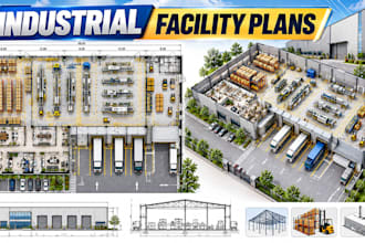 design industrial warehouse layouts, cad factory and site plans
