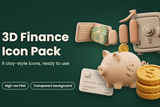 provide a modern 3d finance icon set for web and apps