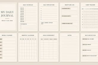 do journal design, canva digital journal, prayer journal,  workbook design