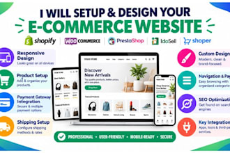 design setup shoper idosell website prestashop woocommerce shopify website store