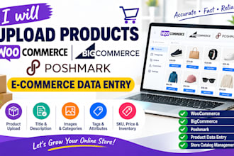 upload products woocommerce bigcommerce poshmark ecommerce data entry