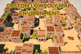 create low poly game map, 3d game environment, fantasy map and level design