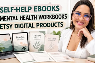 create self help ebooks, mental health workbooks, etsy digital products designs