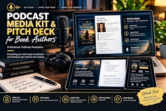 create a podcast media kit and pitch deck for book authors
