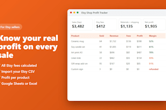 build an etsy shop profit and fee tracker in google sheets