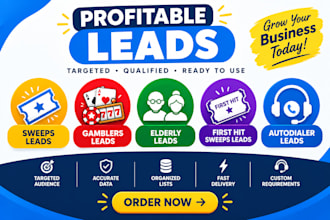 profitable sweeps leads gamblers leads elderly first hit sweeps leads autodialer