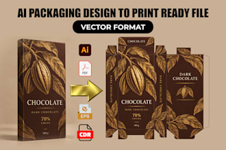 convert ai generated product packaging design into vector print ready files