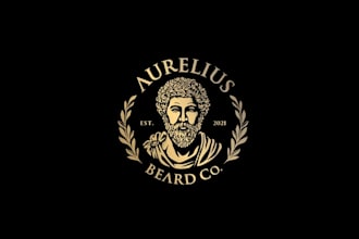 design greatest roman beard oil logo for men