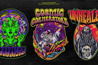 create trippy stoner doom psychedelic metal logo design