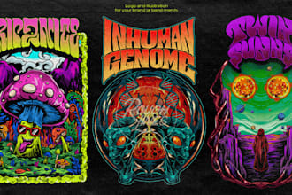 create trippy stoner doom psychedelic metal logo design