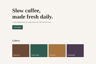 design a simple one page website with HTML and CSS