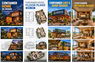 design a shipping container home with 3d exterior rendering