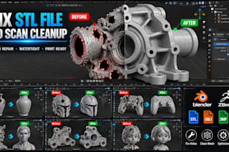 fix stl file, 3d scan cleanup, mesh repair for 3d printing