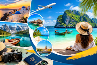 design travel posters, tourism flyers and vacation advertisement