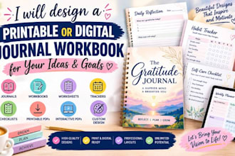 design a printable or digital journal workbook