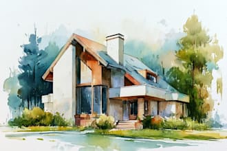 paint a custom watercolor house portrait for you