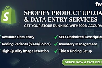 do shopify product upload, data entry, and e commerce product listing