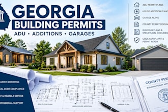 prepare georgia adu, home addition, garage and county permit plans