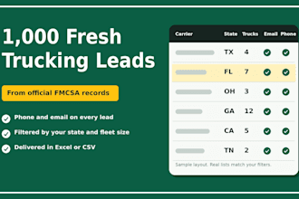 give you 1000 fmcsa trucking carrier leads with email and phone