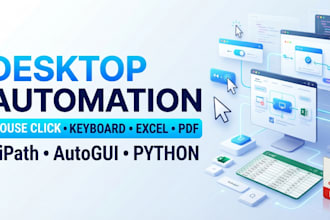 do desktop automation, mouse click, keyboard typing, excel, PDF, uipath, autogui
