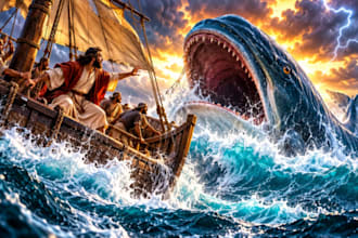 create christian bible illustration, bible theme and scripture story art