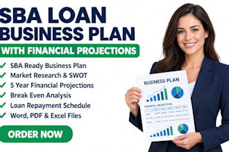 write an sba loan business plan with financial projections for bank approval