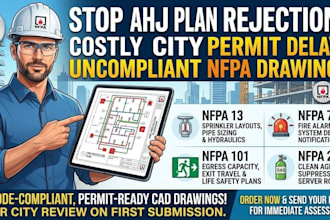 do nfpa 13 72 101 fire protection design and mep permit drawings