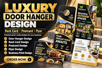 design luxury door hanger, rack card, postcard and flyer