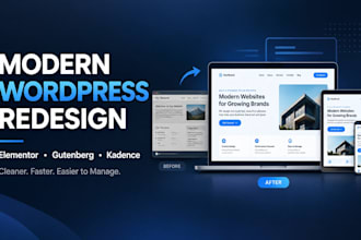 redesign and modernize wordpress website with elementor or kadence gutenberg