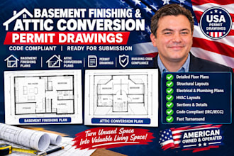 do basement finishing and attic conversion permit drawings