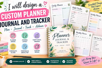 design a custom planner journal and tracker