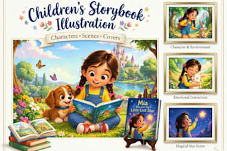 illustrate childrens storybook illustrations with adorable characters