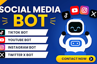 create social media bot tiktok bot instagram bot, twitter follow bot youtube bot
