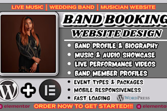 band booking website, band website, live music website, wedding band website
