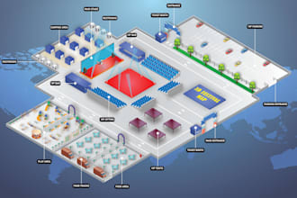 draw an isometric venue map, event map, exhibition and festival layout