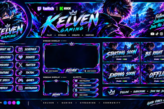 do twitch and kick logo, banner and pannel overlay