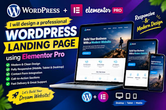 design a modern wordpress landing page using elementor pro